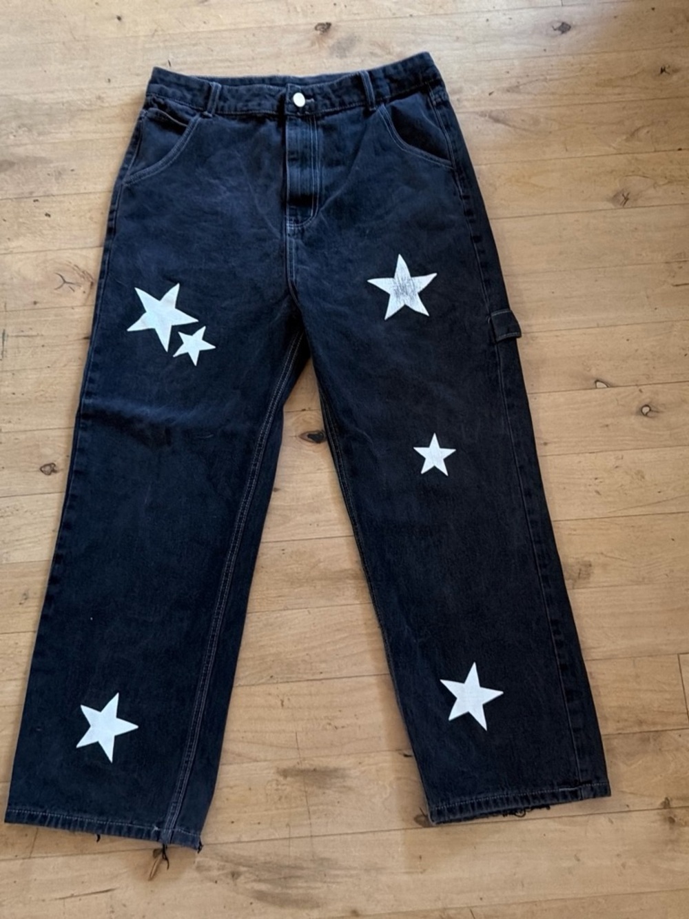 Black Denim Jeans with White Stars